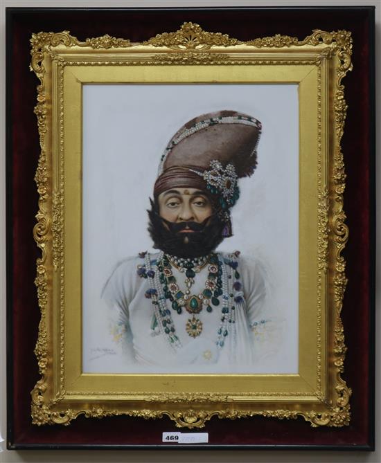 A porcelain panel Maharaja Takhat Singh by Johnstone and Hoffman Calcutta